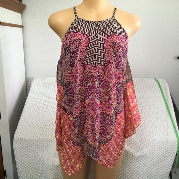 COCO BIANCO DOUBLE LAYER SHEER OVERLAY WOMAN TANK SIZE MEDIUM - Picture 1 of 5